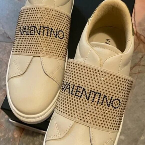 Valentino Garavani Gold Studded Logo Sneakers — With Box, Dust Bag & Tag - Picture 3 of 11